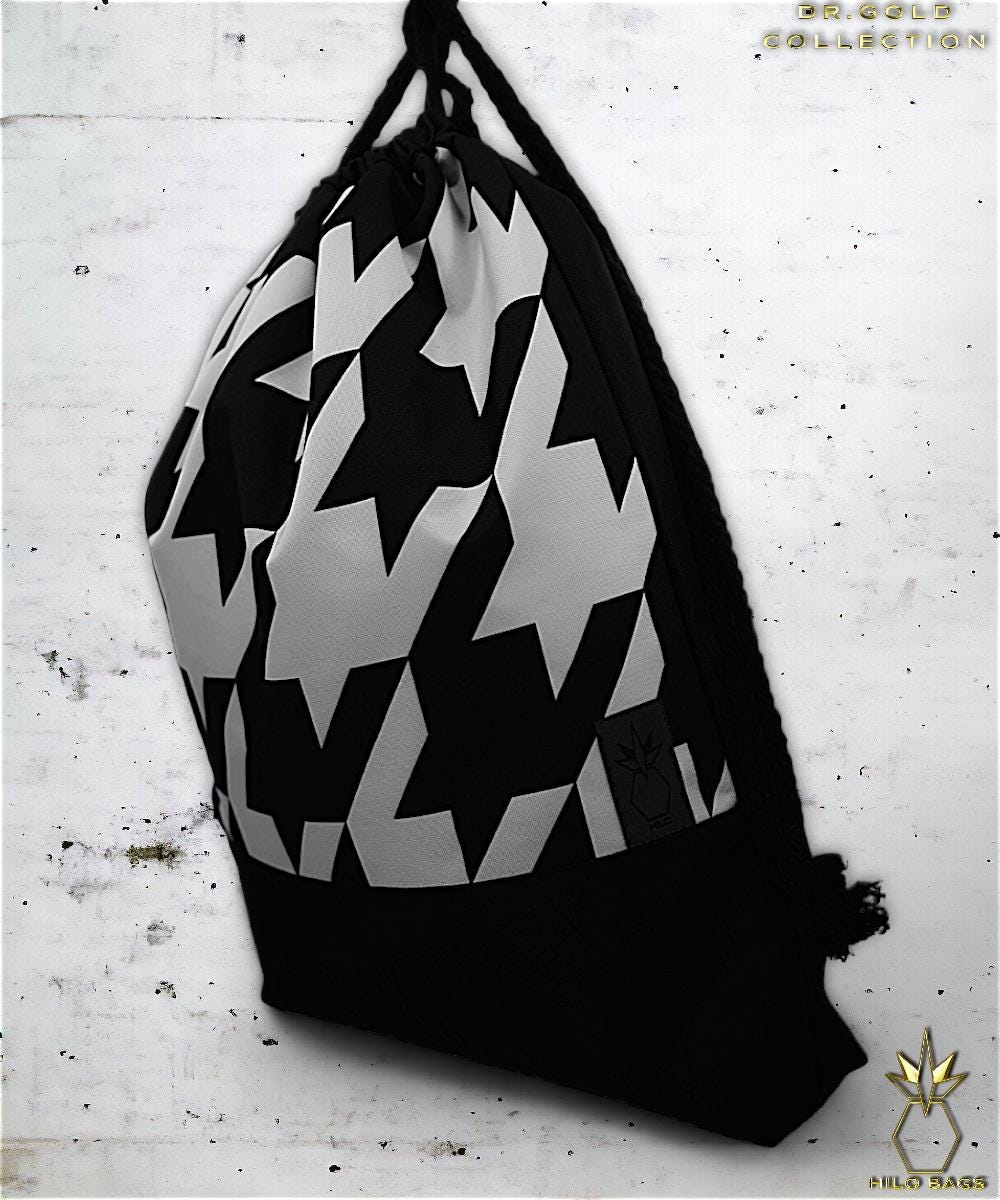 1. DR GOLD - Gymbag - unique - statement - colorful - vibrant - backpack - artistic drawstring - premium - designer - pattern - handmade