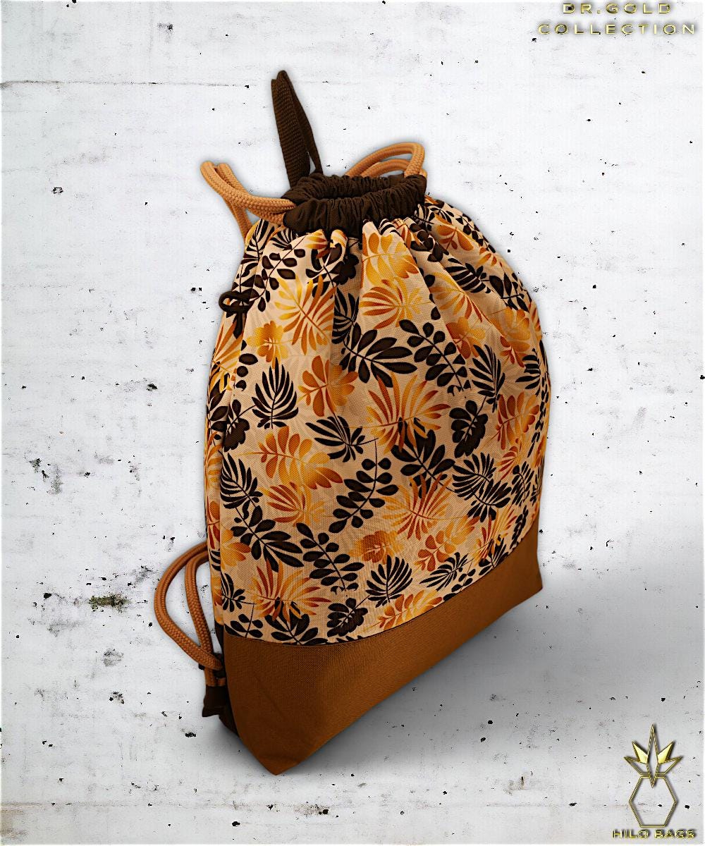 19. DR GOLD - Sportbeutel - einzigartig - Statement - farbenfroh - lebendig - Rucksack - künstlerischer Kordelzug - Premium - Designer - Muster - handgemacht