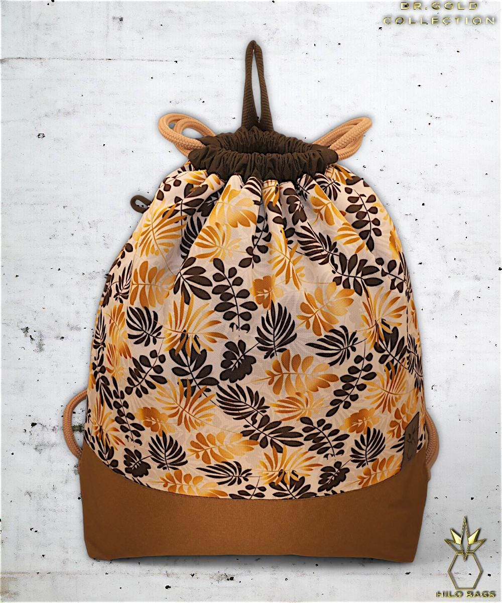 19. DR GOLD - Sportbeutel - einzigartig - Statement - farbenfroh - lebendig - Rucksack - künstlerischer Kordelzug - Premium - Designer - Muster - handgemacht