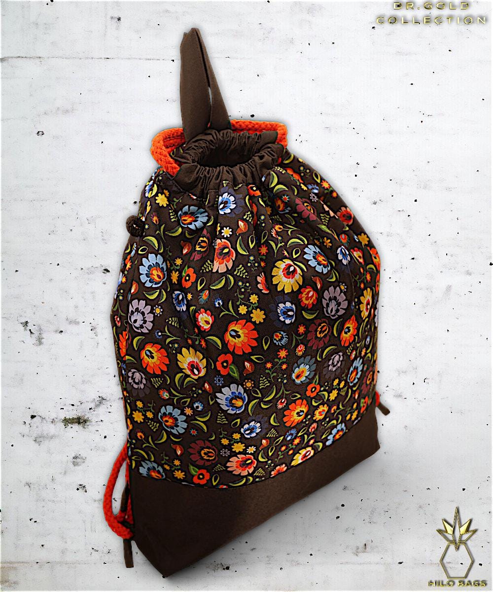 21. DR GOLD - Sportbeutel - einzigartig - Statement - farbenfroh - lebendig - Rucksack - künstlerischer Kordelzug - Premium - Designer - Muster - handgemacht
