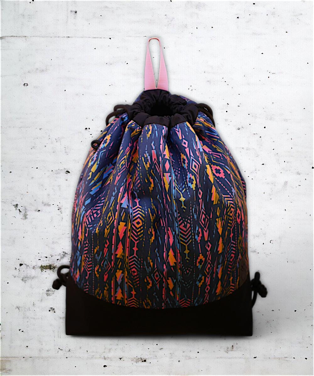 25. DR GOLD - Sportbeutel - einzigartig - Statement - farbenfroh - lebendig - Rucksack - künstlerischer Kordelzug - Premium - Designer - Muster - handgefertigt