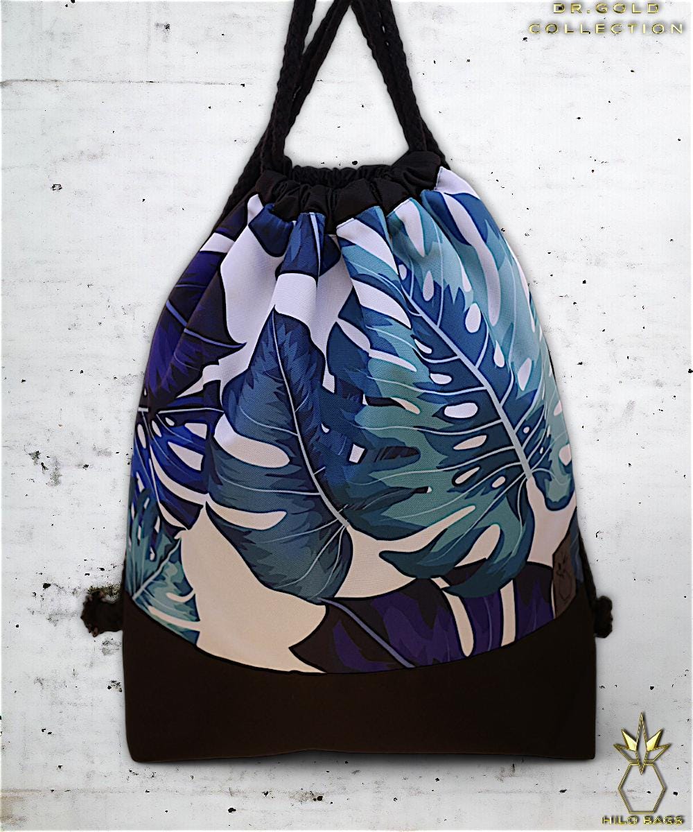 34. DR GOLD - Turnbeutel - einzigartig - Statement - farbenfroh - Gold - Rucksack - künstlerischer Kordelzug - Premium - Designer - Muster - handgemacht