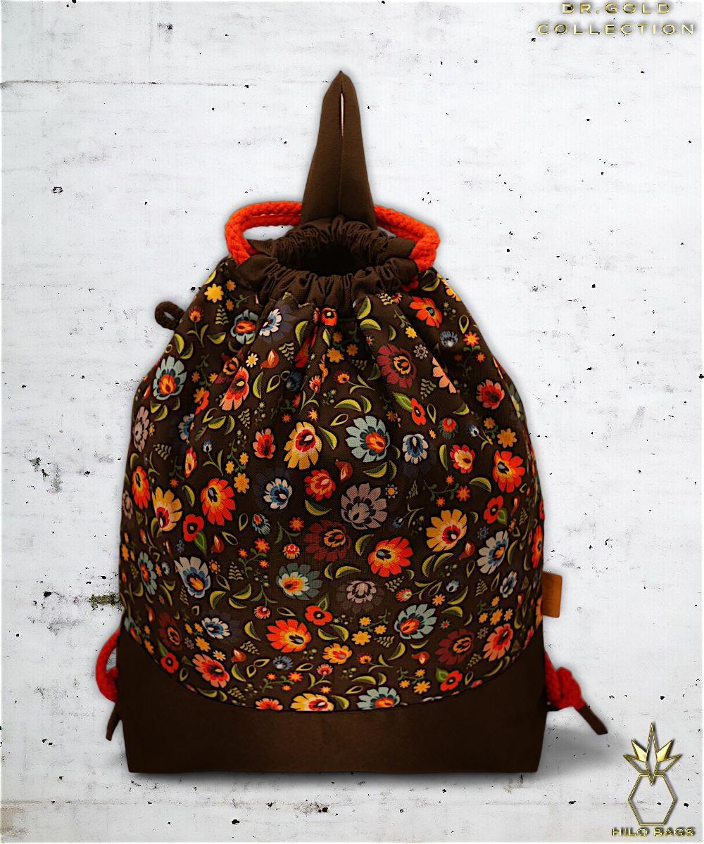 39. DR GOLD - Sportbeutel - einzigartig - Statement - farbenfroh - lebendig - Rucksack - künstlerischer Kordelzug - Premium - Designer - Muster - handgemacht