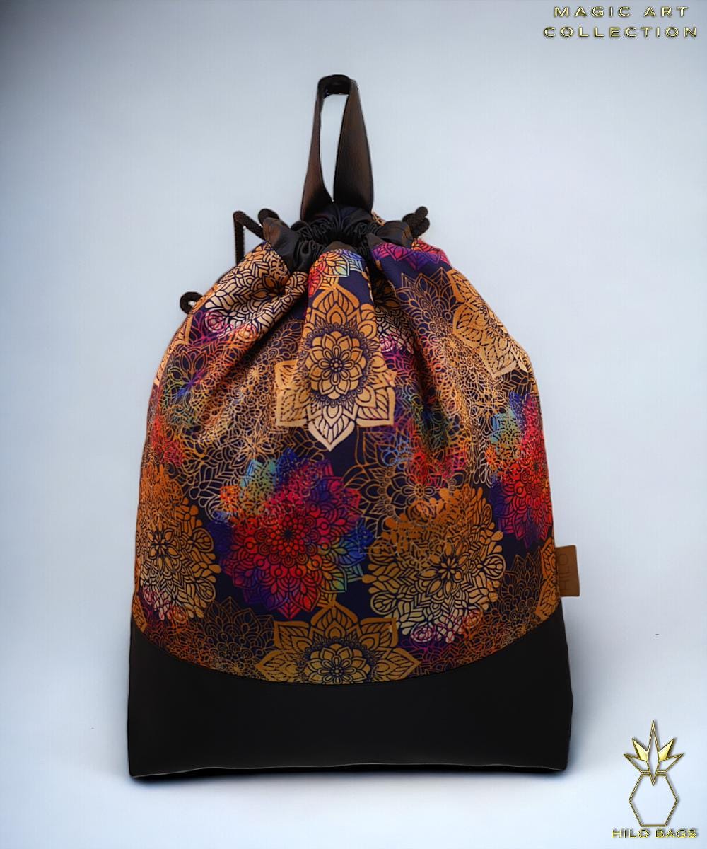 1. MAGIC ART - Gymbag - mandala - psychedelic - ozora - festival - artistic -pearlcanvas - waterrepellent - unique - oversized - handmade