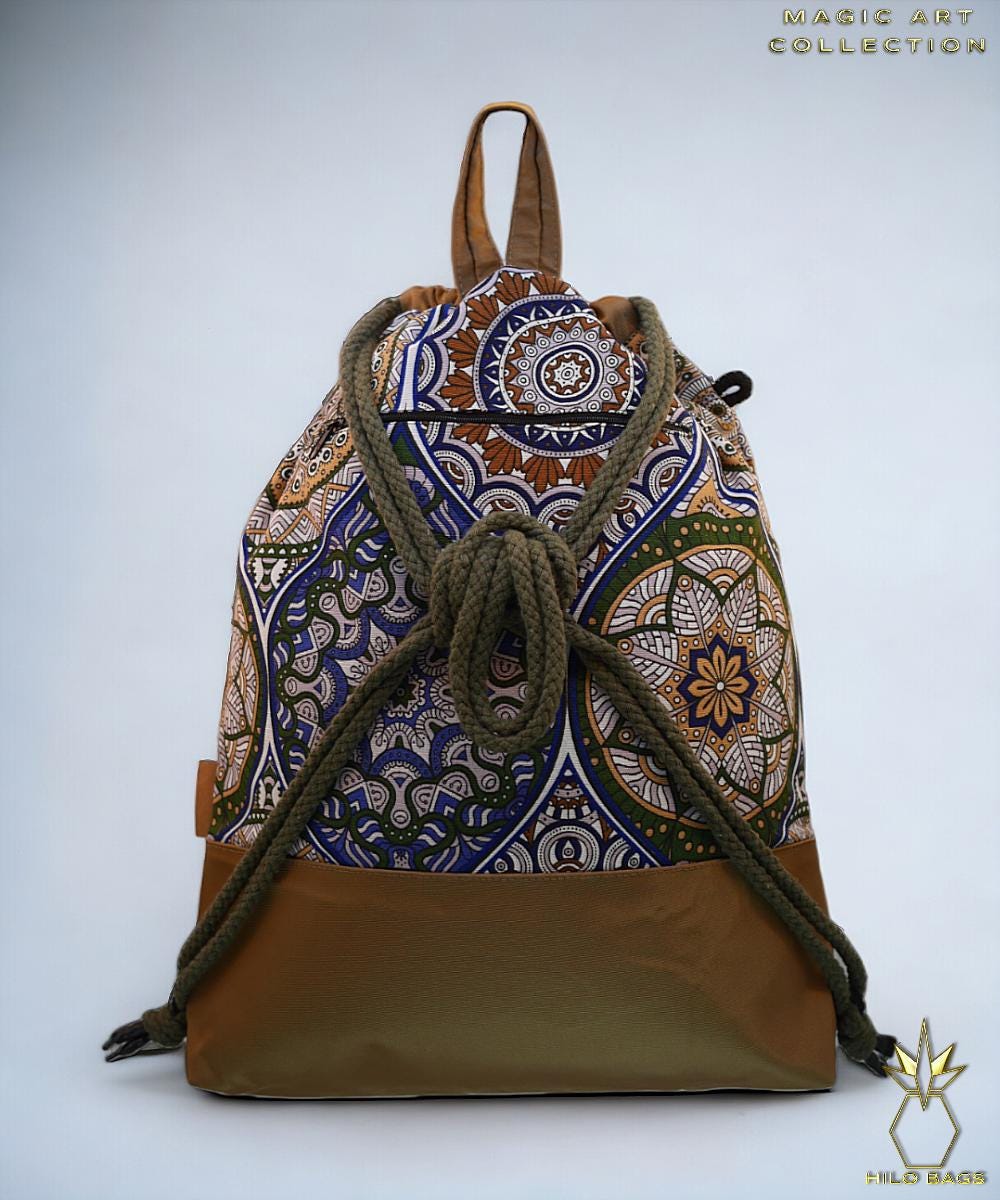 16. MAGIC ART - Gymbag - mandala - psychedelic - Ozora - festival - artistic -pearl canvas - water repellent - unique - oversized - handmade