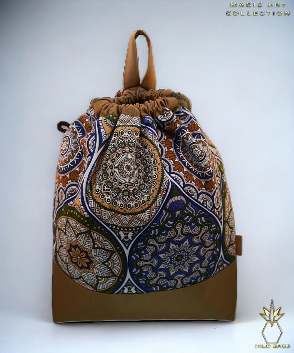 16. MAGIC ART - Gymbag - mandala - psychedelic - Ozora - festival - artistic -pearl canvas - water repellent - unique - oversized - handmade