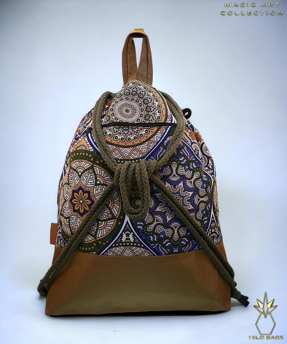 17. MAGIC ART - Gymbag - mandala - psychedelic - Ozora - festival - artistic -pearl canvas - water repellent - unique - oversized - handmade