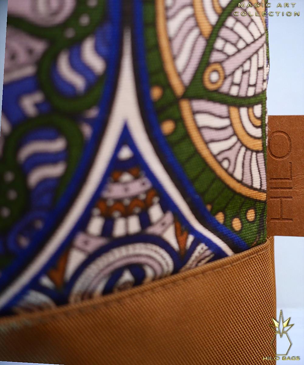 17. MAGIC ART - Gymbag - mandala - psychedelic - Ozora - festival - artistic -pearl canvas - water repellent - unique - oversized - handmade