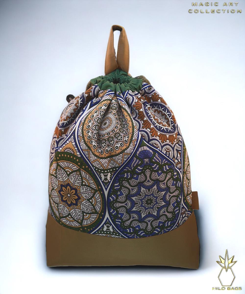 17. MAGIC ART - Gymbag - mandala - psychedelic - Ozora - festival - artistic -pearl canvas - water repellent - unique - oversized - handmade