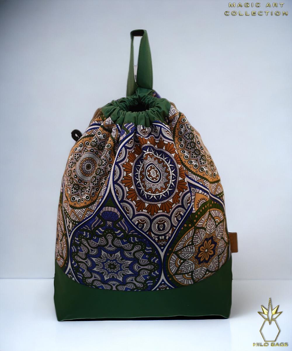 18. MAGIC ART - Gymbag - mandala - psychedelic - Ozora - festival - artistic -pearl canvas - water repellent - unique - oversized - handmade