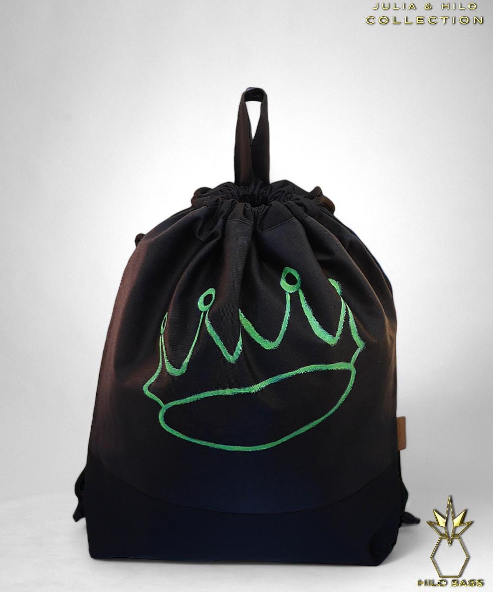 3. JULIA & HILO - Gym Bag - hand painted - UV - artist - collaboration - pearl-canvas - unique-art-handmade-oversized-exclusive-design-custom