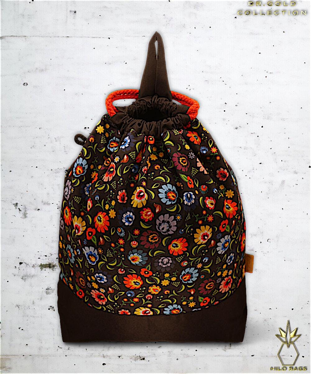 21. DR GOLD - Sportbeutel - einzigartig - Statement - farbenfroh - lebendig - Rucksack - künstlerischer Kordelzug - Premium - Designer - Muster - handgemacht