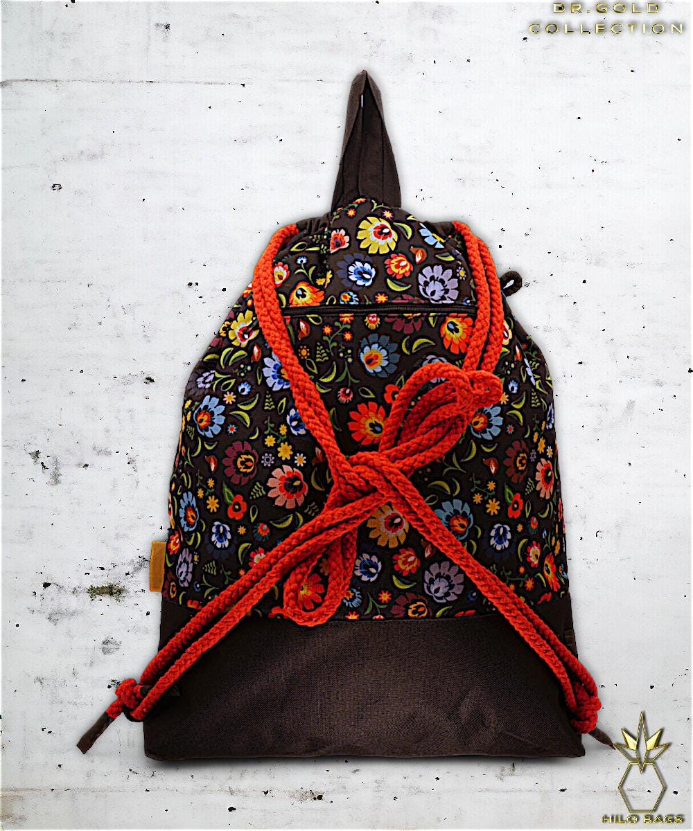 21. DR GOLD - Sportbeutel - einzigartig - Statement - farbenfroh - lebendig - Rucksack - künstlerischer Kordelzug - Premium - Designer - Muster - handgemacht