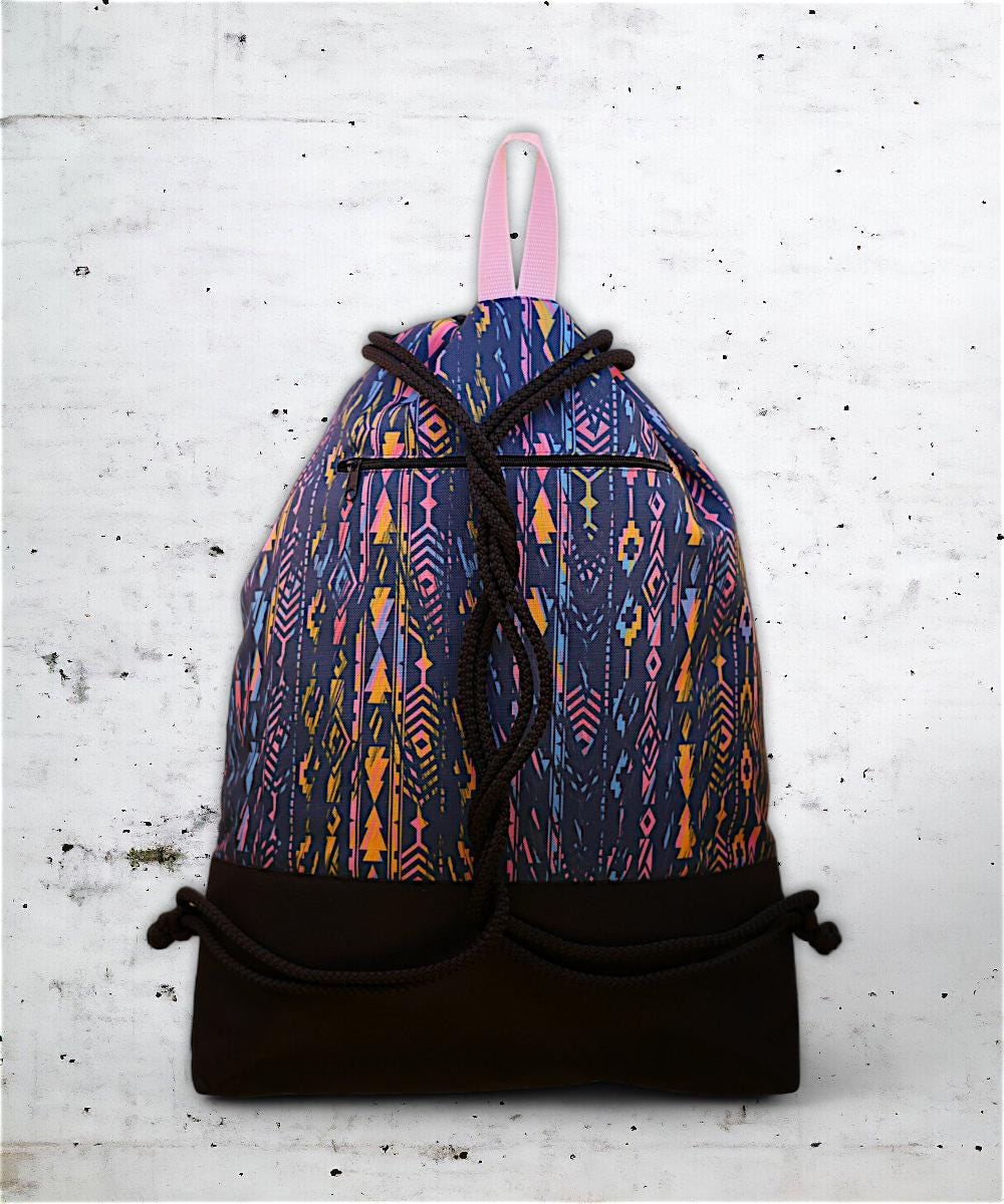 25. DR GOLD - Sportbeutel - einzigartig - Statement - farbenfroh - lebendig - Rucksack - künstlerischer Kordelzug - Premium - Designer - Muster - handgefertigt
