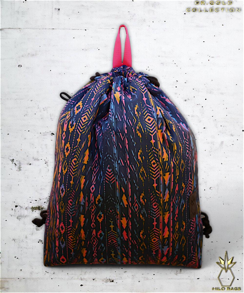 24. DR GOLD - Gymbag - einzigartig - Statement - farbenfroh - lebendig - Rucksack - künstlerischer Kordelzug - Premium - Designer - Muster - handgemacht