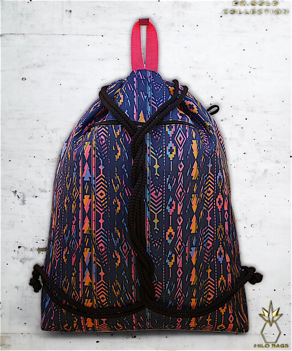 24. DR GOLD - Gymbag - einzigartig - Statement - farbenfroh - lebendig - Rucksack - künstlerischer Kordelzug - Premium - Designer - Muster - handgemacht
