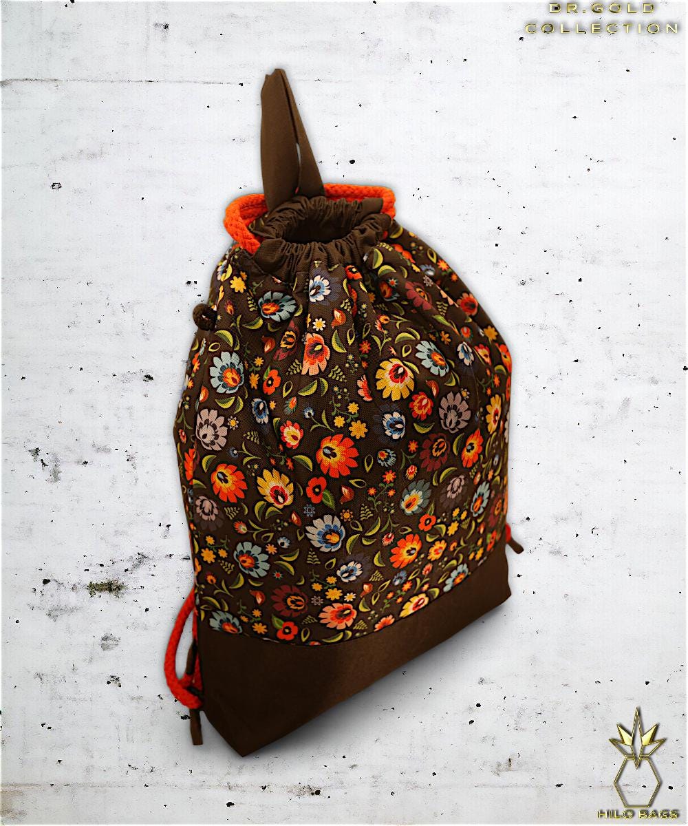 39. DR GOLD - Sportbeutel - einzigartig - Statement - farbenfroh - lebendig - Rucksack - künstlerischer Kordelzug - Premium - Designer - Muster - handgemacht