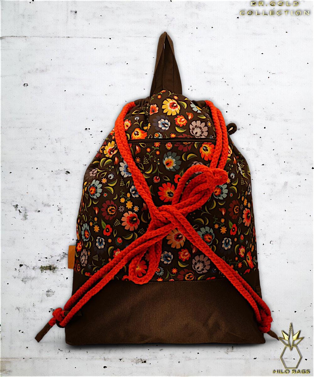 39. DR GOLD - Sportbeutel - einzigartig - Statement - farbenfroh - lebendig - Rucksack - künstlerischer Kordelzug - Premium - Designer - Muster - handgemacht
