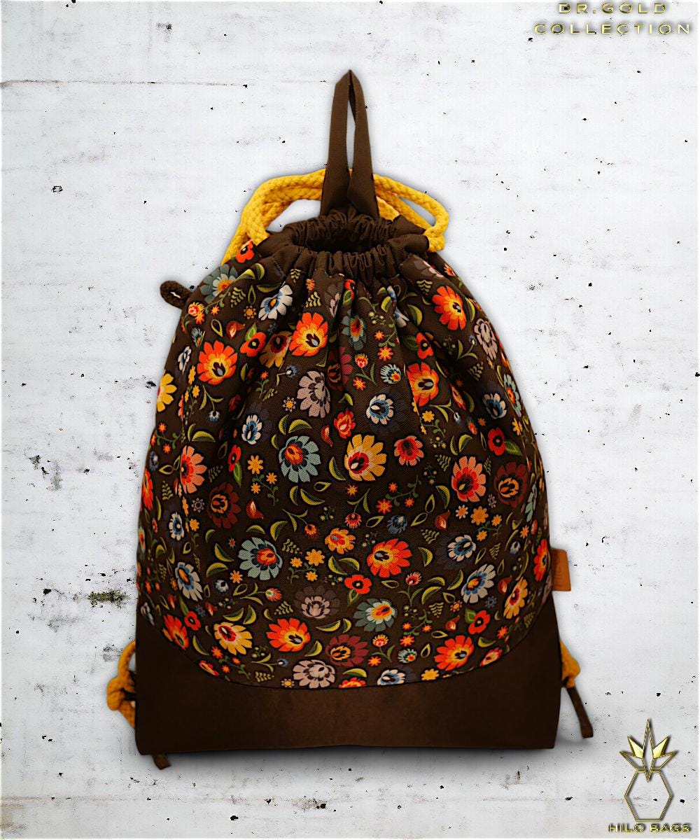 40. DR GOLD - Sportbeutel - einzigartig - Statement - farbenfroh - lebendig - Rucksack - künstlerischer Kordelzug - Premium - Designer - Muster - handgemacht