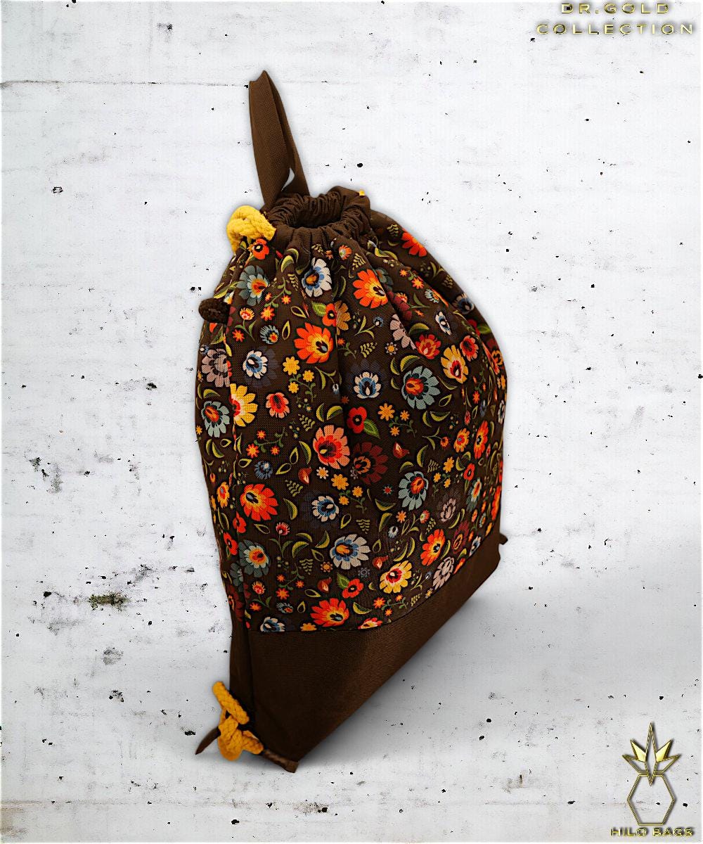 40. DR GOLD - Sportbeutel - einzigartig - Statement - farbenfroh - lebendig - Rucksack - künstlerischer Kordelzug - Premium - Designer - Muster - handgemacht