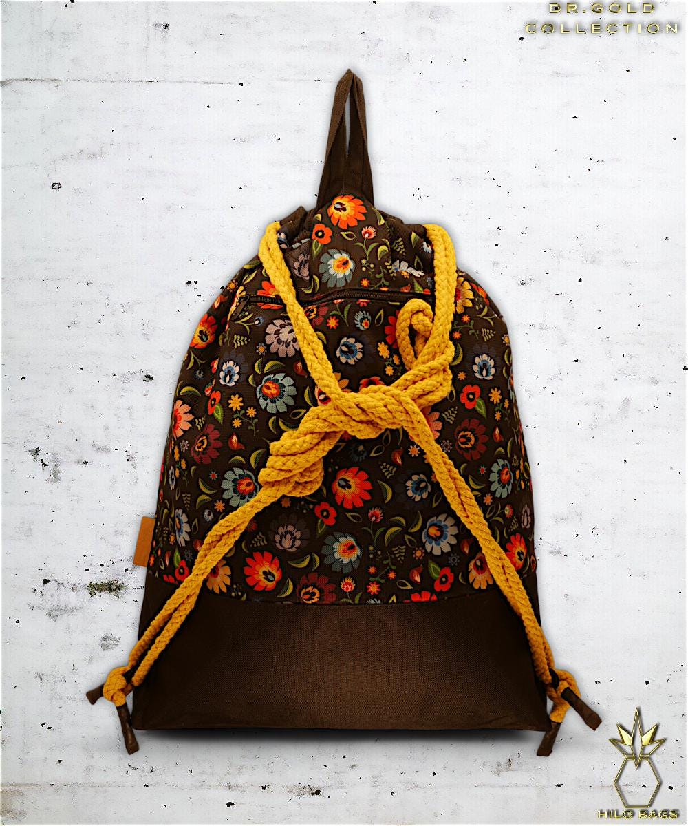 40. DR GOLD - Sportbeutel - einzigartig - Statement - farbenfroh - lebendig - Rucksack - künstlerischer Kordelzug - Premium - Designer - Muster - handgemacht