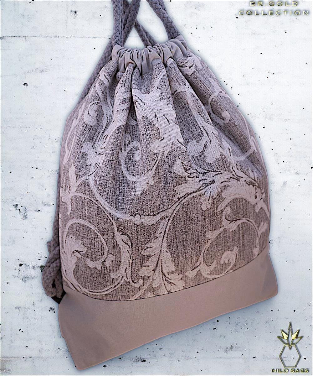 43. DR GOLD - Turnbeutel - einzigartig - Statement - farbenfroh - Gold - Rucksack - künstlerischer Kordelzug - Premium - Designer - Muster - handgemacht