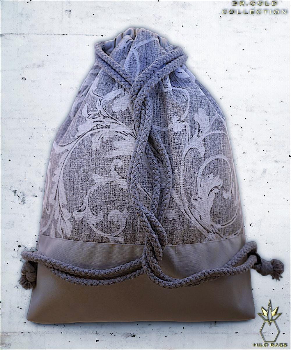 43. DR GOLD - Turnbeutel - einzigartig - Statement - farbenfroh - Gold - Rucksack - künstlerischer Kordelzug - Premium - Designer - Muster - handgemacht