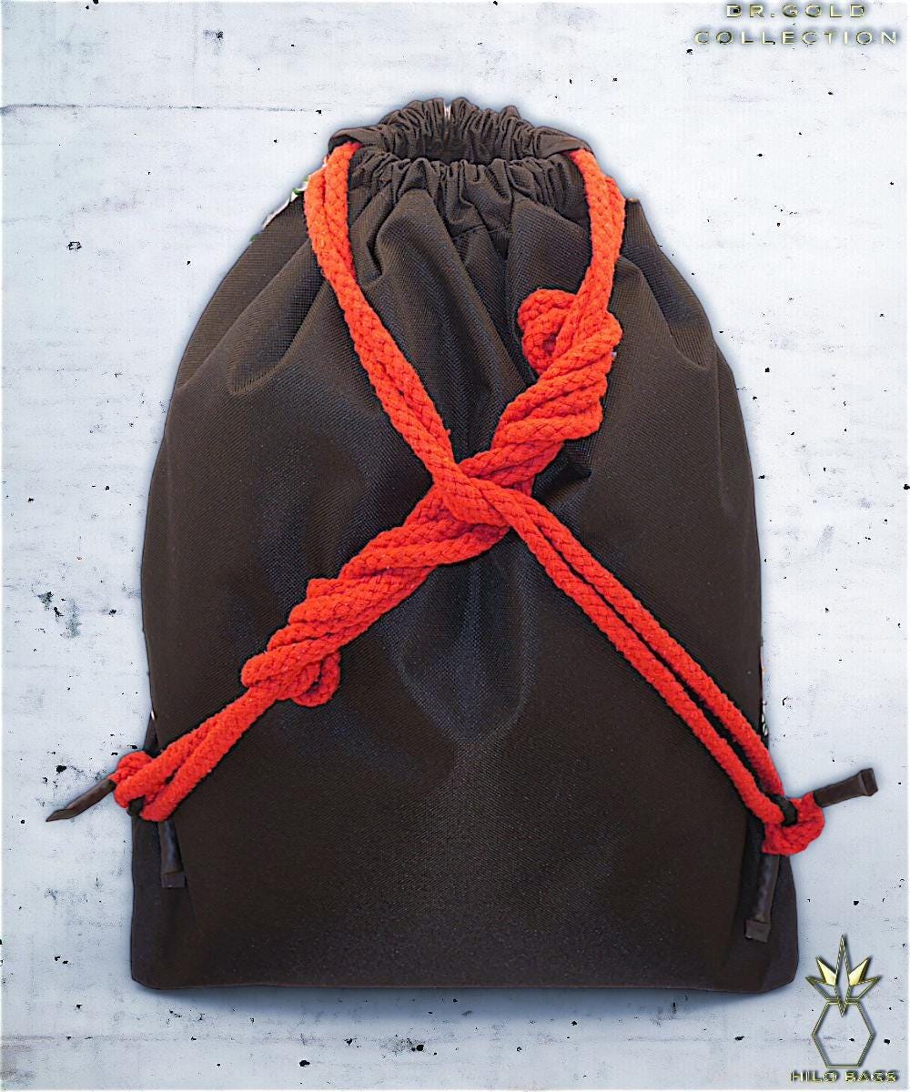 41. DR GOLD - Gymbag - einzigartig - Statement - farbenfroh - Gold - Rucksack - künstlerischer Kordelzug - Premium - Designer - Muster - handgemacht