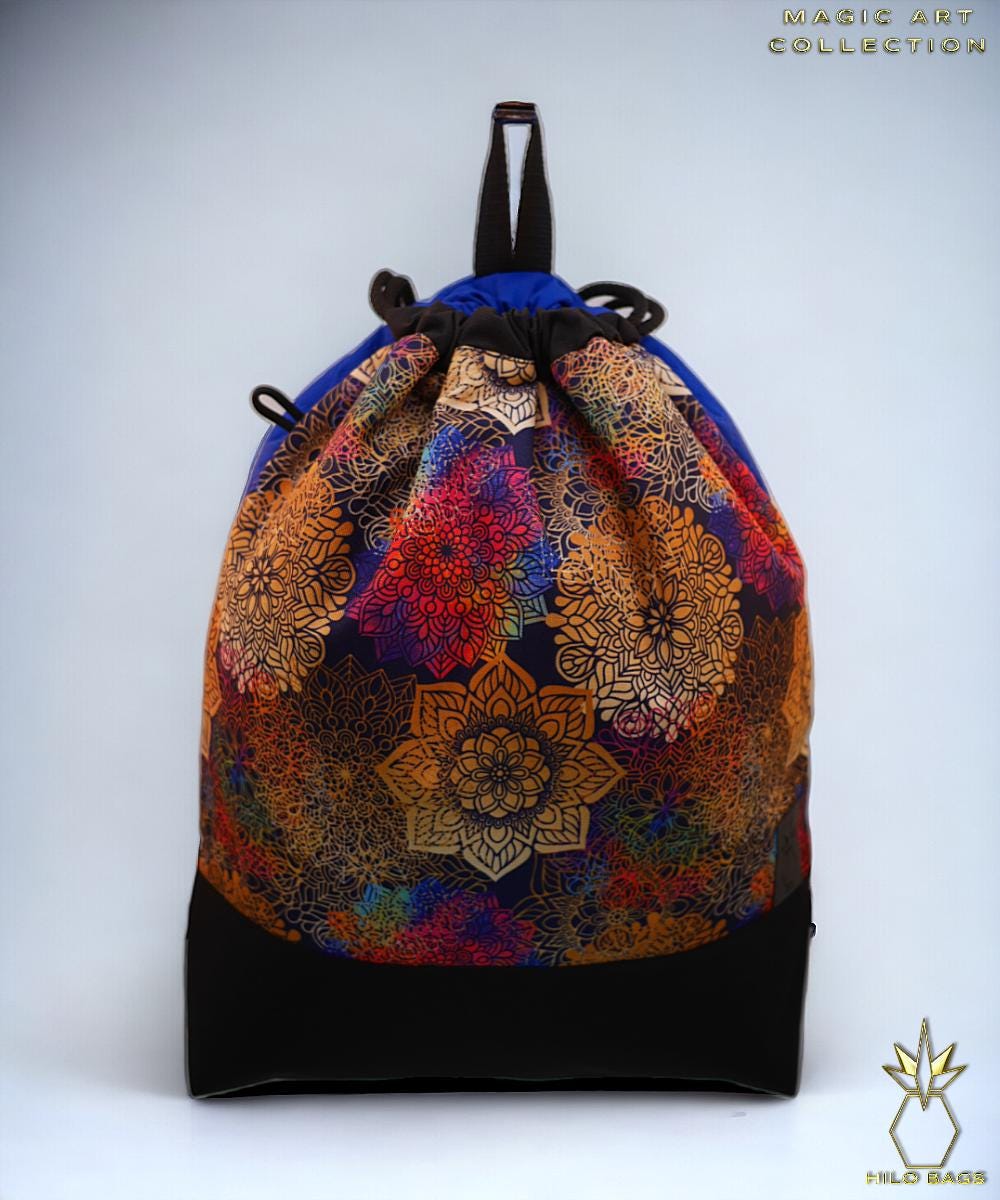 4. MAGIC ART - Gym Bag - Mandala - Psychedelic - Ozora - Festival - Artistic - Pearl Canvas - Water-repellent - Unique - Oversized - Handmade