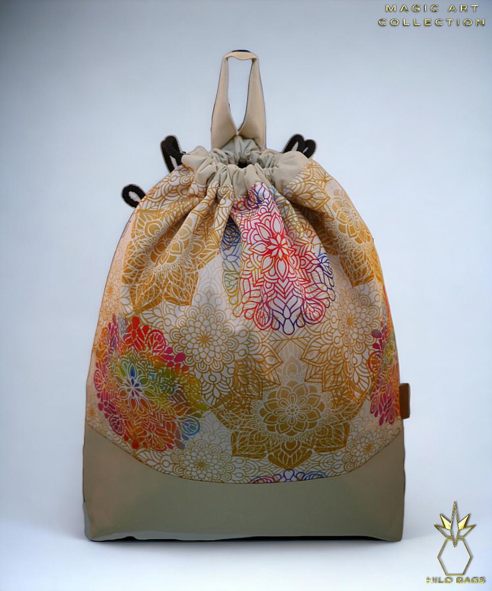 9. MAGIC ART - Gym Bag - Mandala - Psychedelic - Ozora - Festival - Artistic - Pearl Canvas - Water-Repellent - Unique - Oversized - Handmade