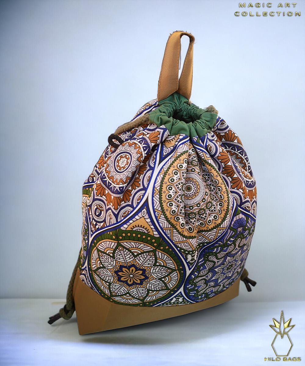 17. MAGIC ART - Gymbag - mandala - psychedelic - Ozora - festival - artistic -pearl canvas - water repellent - unique - oversized - handmade