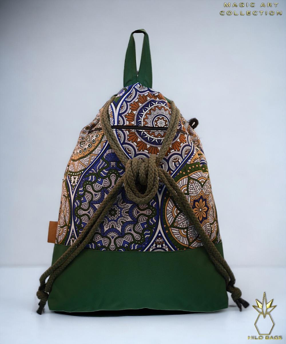 18. MAGIC ART - Gymbag - mandala - psychedelic - Ozora - festival - artistic -pearl canvas - water repellent - unique - oversized - handmade