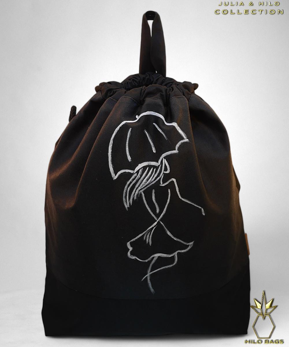 4. JULIA & HILO - Gymbag - hand painted - UV - artist - collaboration - pearl-canvas - unique-art-handmade-oversized-exclusive-design-custom