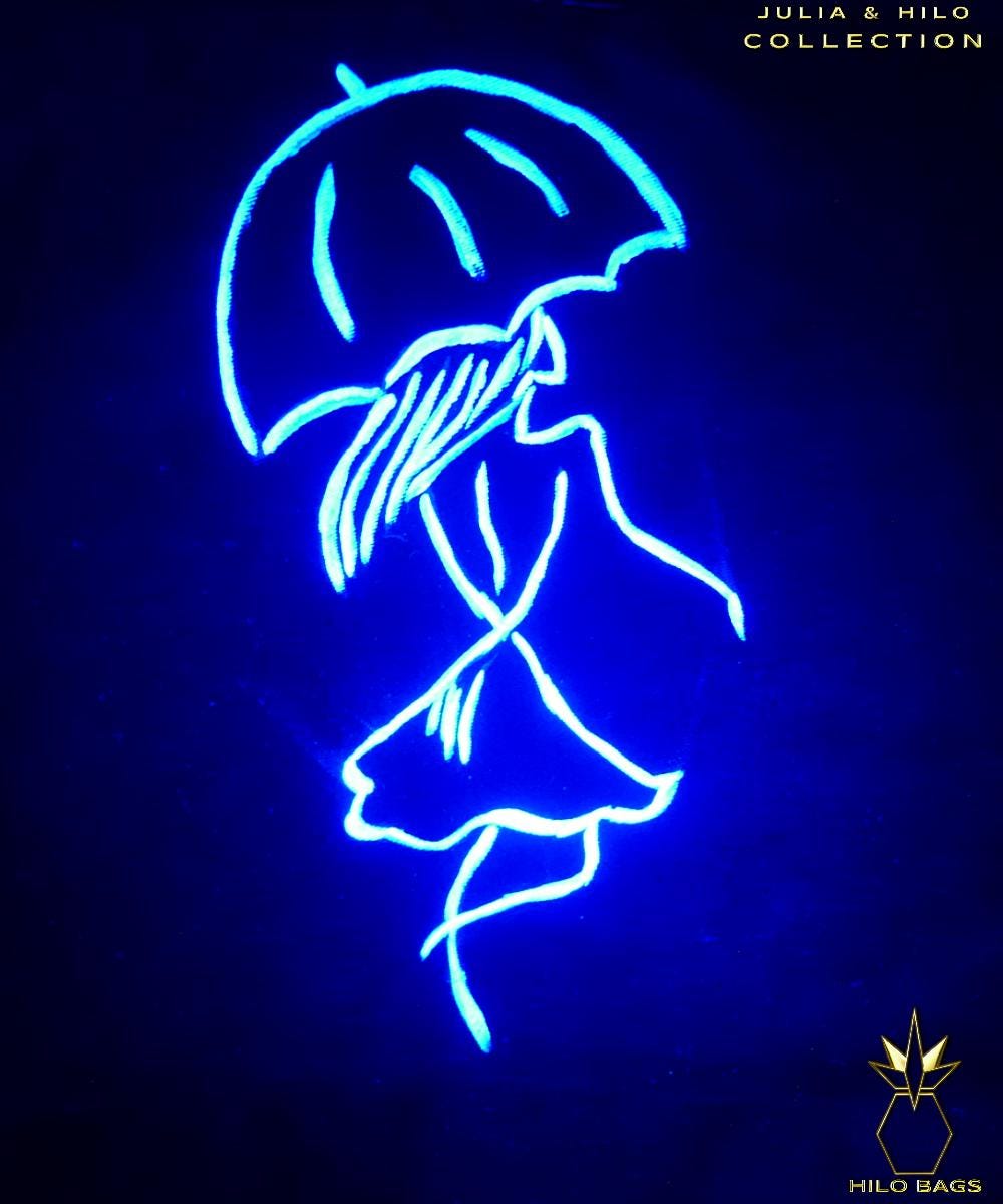 4. JULIA & HILO - Gymbag - hand painted - UV - artist - collaboration - pearl-canvas - unique-art-handmade-oversized-exclusive-design-custom