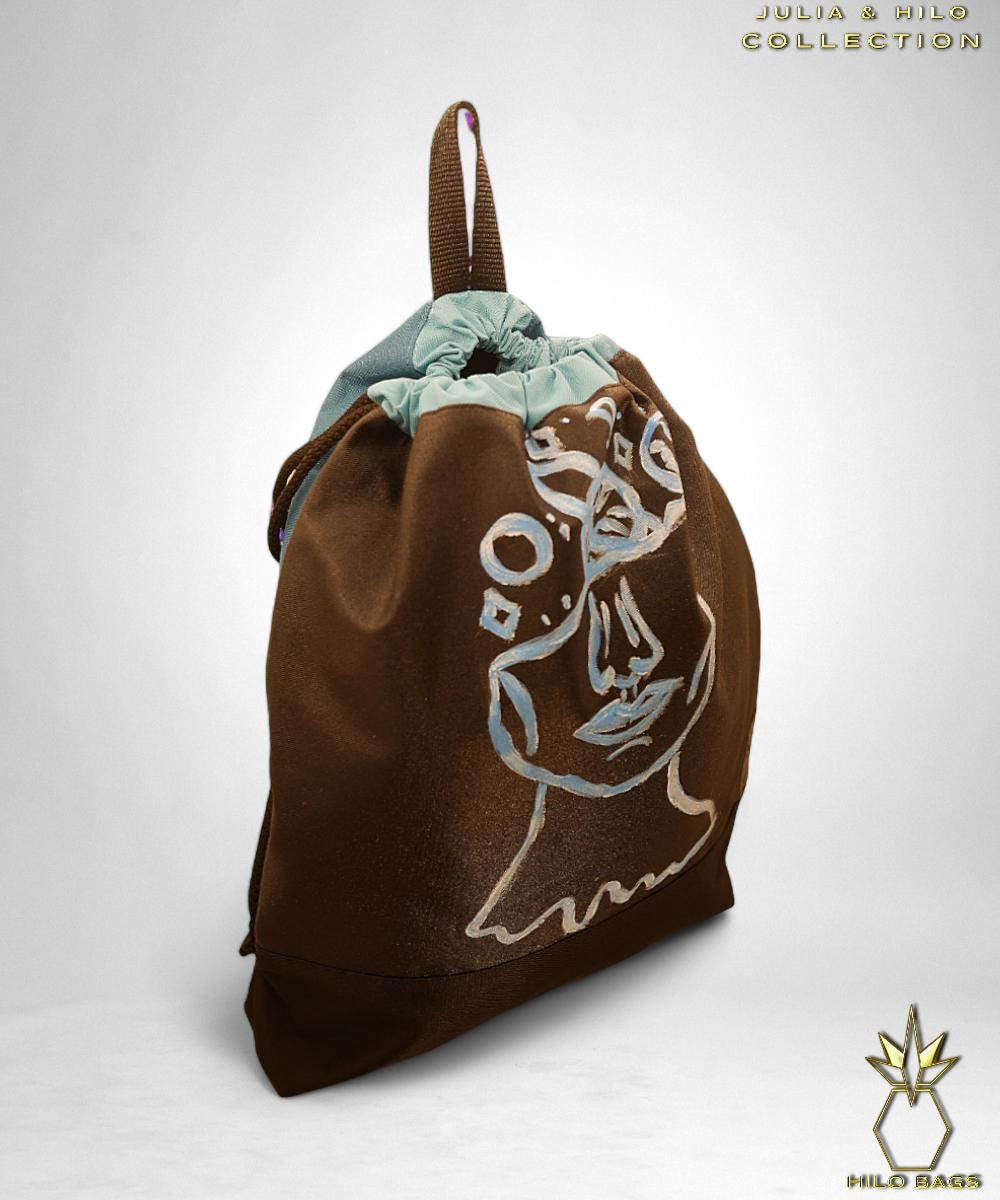 21.JULIA & HILO - Gymbag - handbemalt - UV - Künstler - Kollaboration - Pearl-Canvas - Unikat-Kunst-Handgemacht-Oversized-Exklusiv-Design-Maßanfertigung